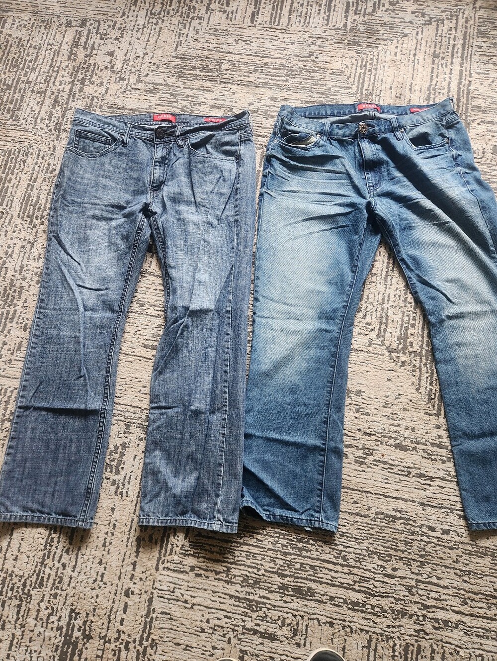 Guess Men's Blue Denim Jeans - Classic Straight Fit, Two Pairs, Size 36×30